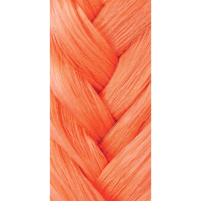 Close-up of braided hair with bright orange color on a white background