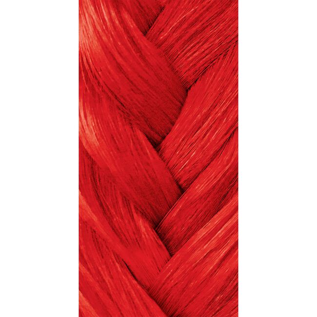 Close-up of red hair strands in a braid on a white background