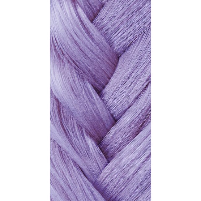 Close-up of braided purple hair on a white background