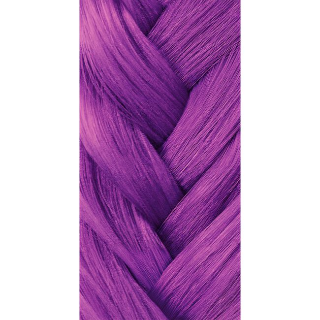 Close-up of braided purple hair on a white background