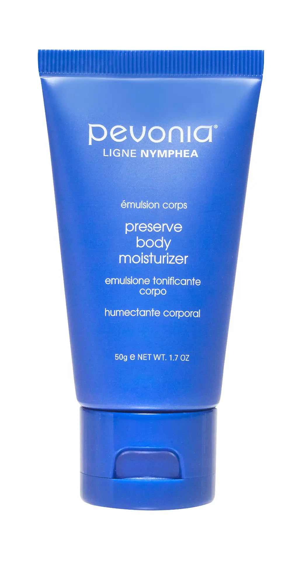 Pevonia preserve body moisturizer tube on a white background