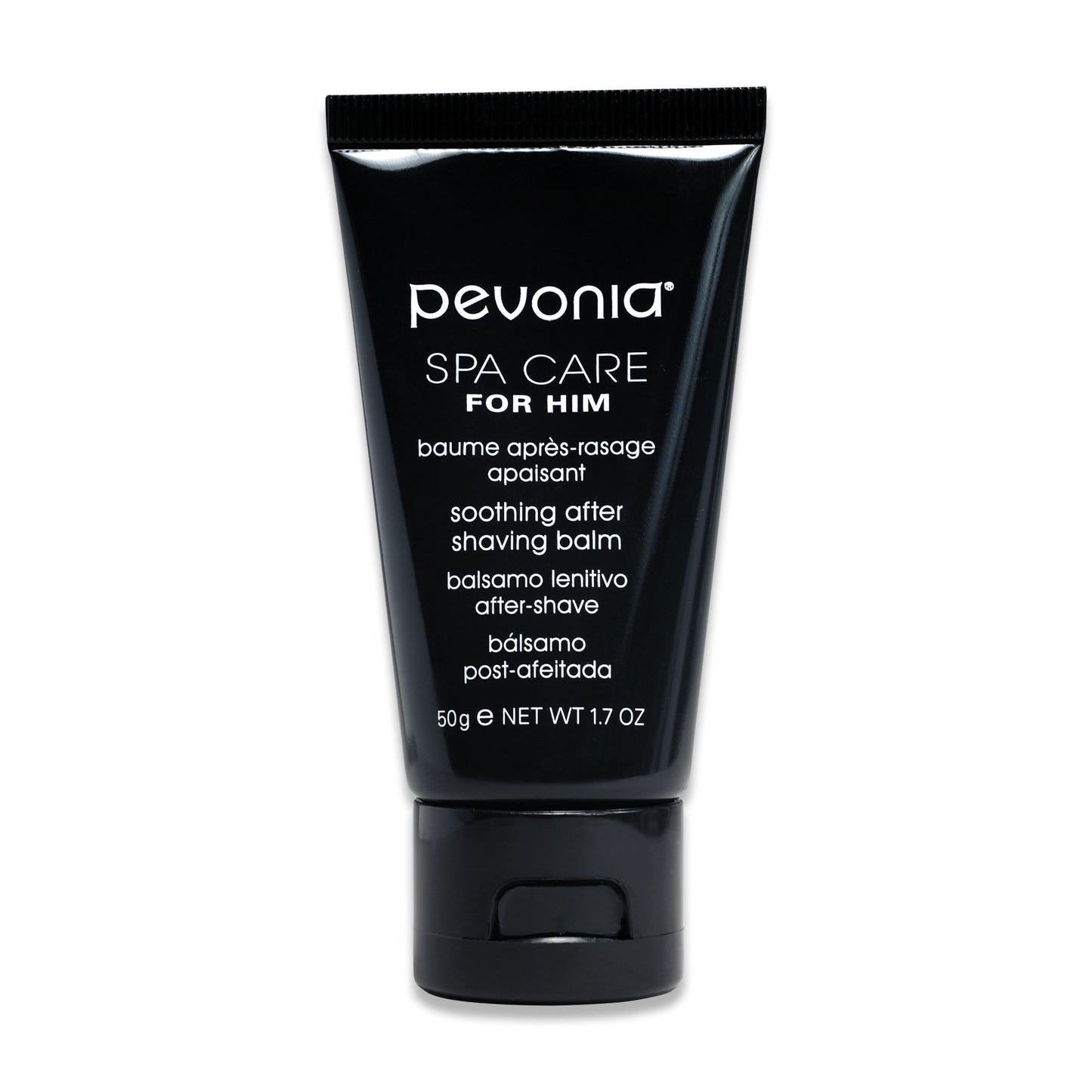 Pevonia after-shaving balm tube on a white background