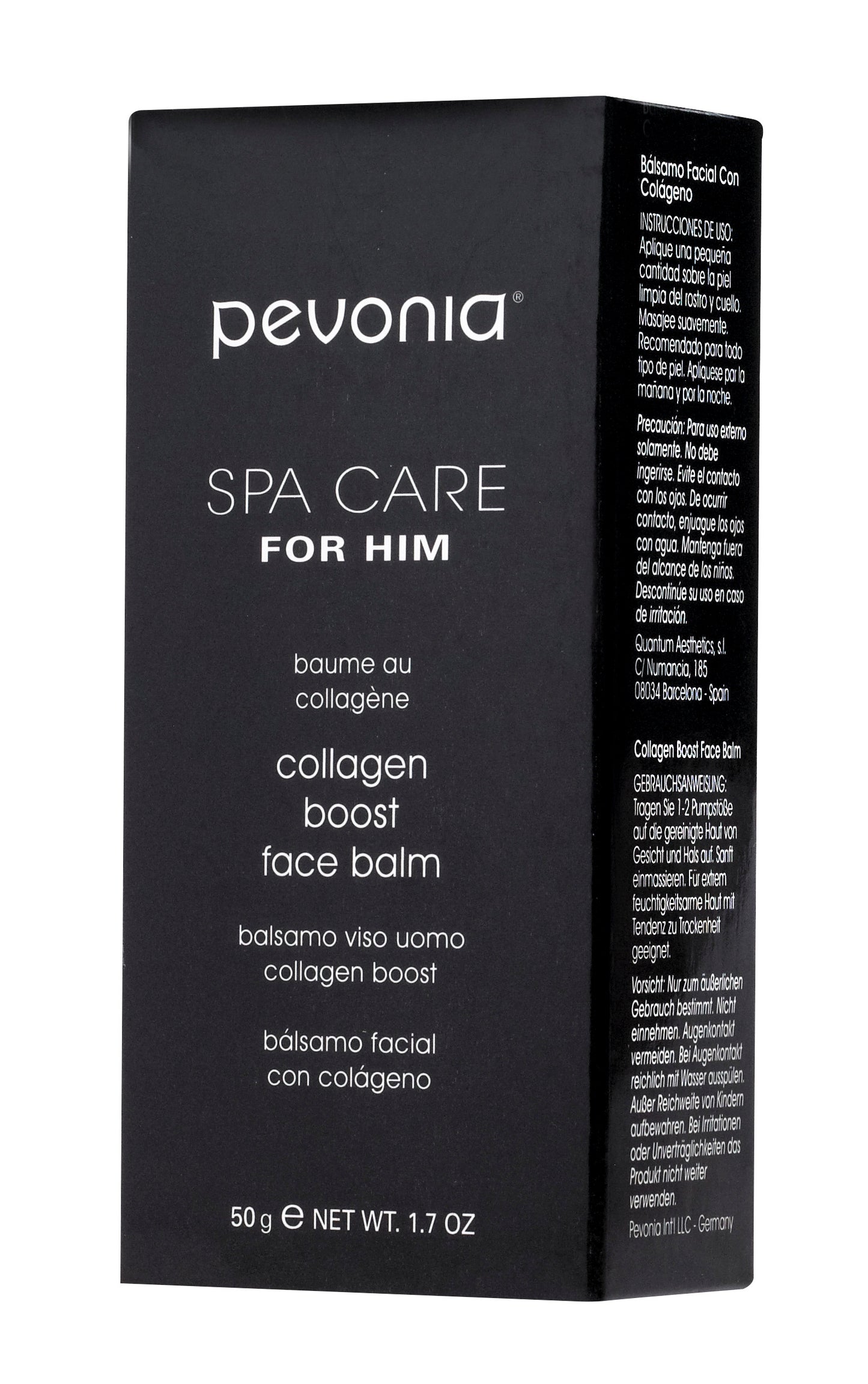 Pevonia Spa Care for Him collagen boost face balm packaging on a white background
