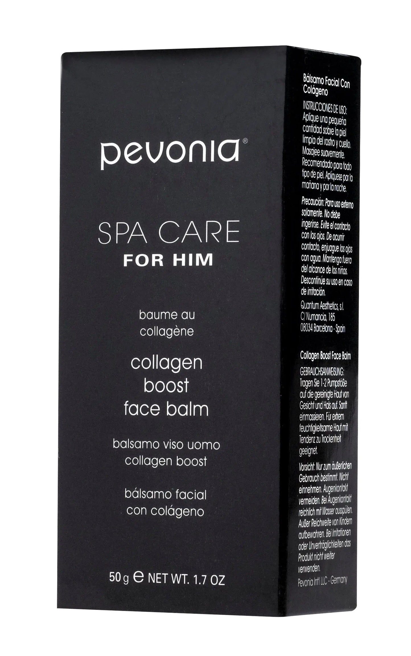 Pevonia Spa Care for Him collagen boost face balm packaging on a white background