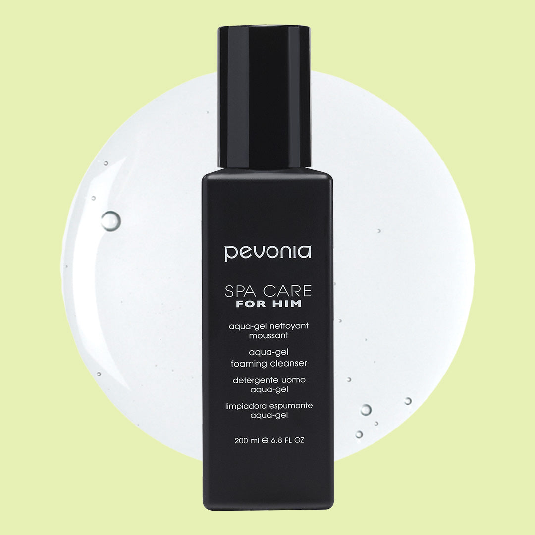 Pevonia Spa Care for Him product on a light green background