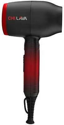 A Chi-Lava hair dryer in black and red, featuring a matte black body with a red-to-black gradient handle and a red nozzle collar, shown against a plain white background.