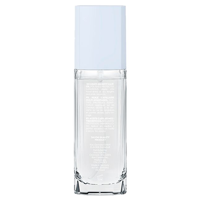 Clear glass bottle with light blue cap on a white background