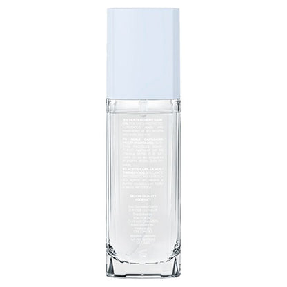 Clear glass bottle with light blue cap on a white background
