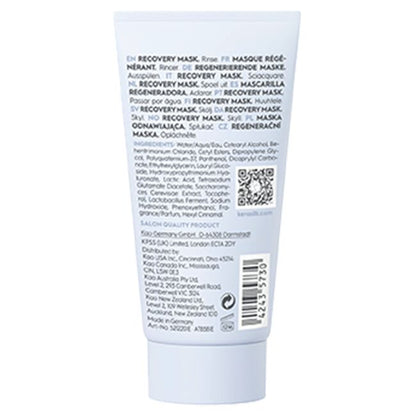 Back of a skincare mask tube with text and branding on a white background