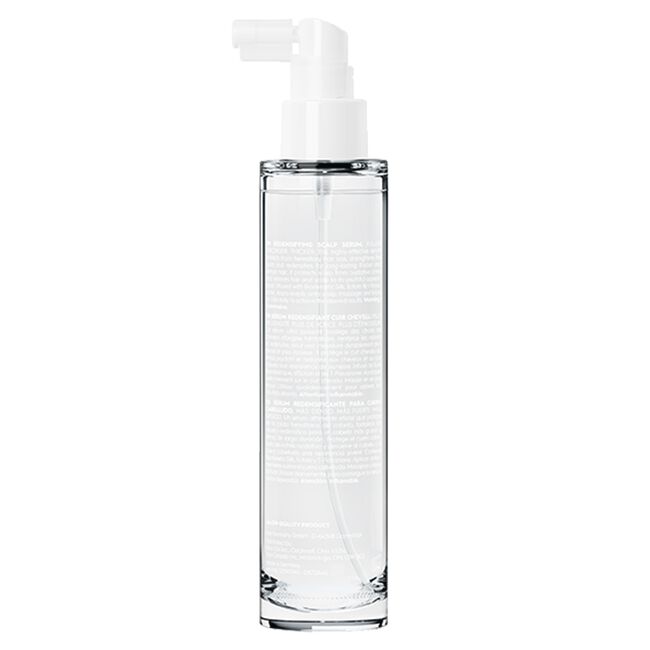 Clear glass bottle with white cap on a white background