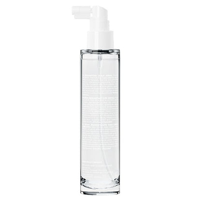 Clear glass bottle with white cap on a white background