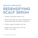 Kerasan Redensifying Scalp Serum packaging with text on a white background