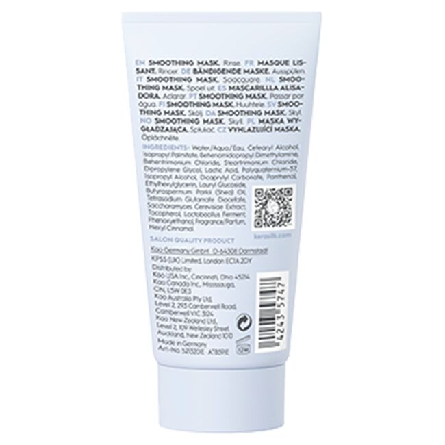 Back of a skincare product tube with text and a QR code on a white background