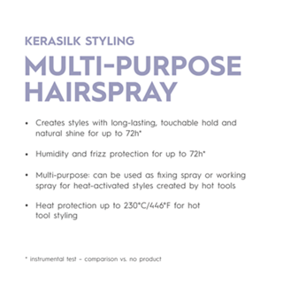 Kerasilk Styling Multi-Purpose Hairspray product description on a white background