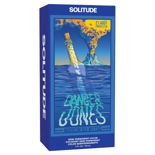 Blue box of 'Solitude' hair color with a bottle graphic on a white background