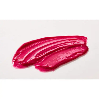 Three smears of bright pink lipstick on a white background