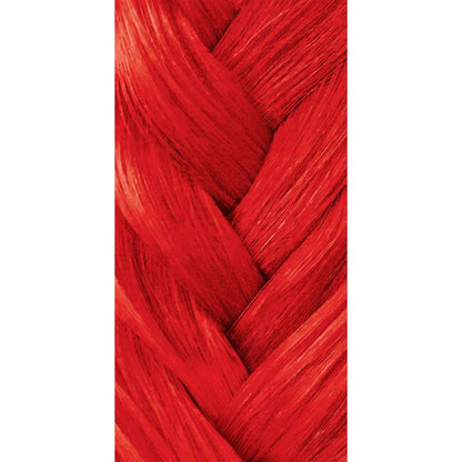 Close-up of red hair strands in a braid on a white background