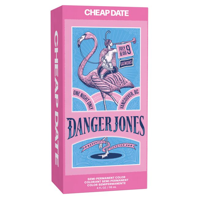 Pink and blue box of Danger Jones hair color with flamingo graphic
