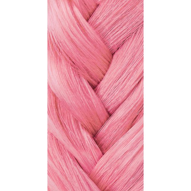 Close-up of pink braided hair on a white background