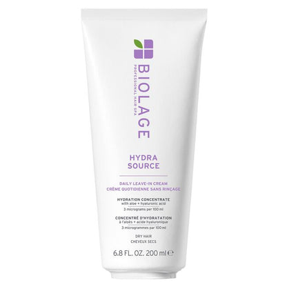 Biolage Hydra Source daily leave-in cream tube on a white background