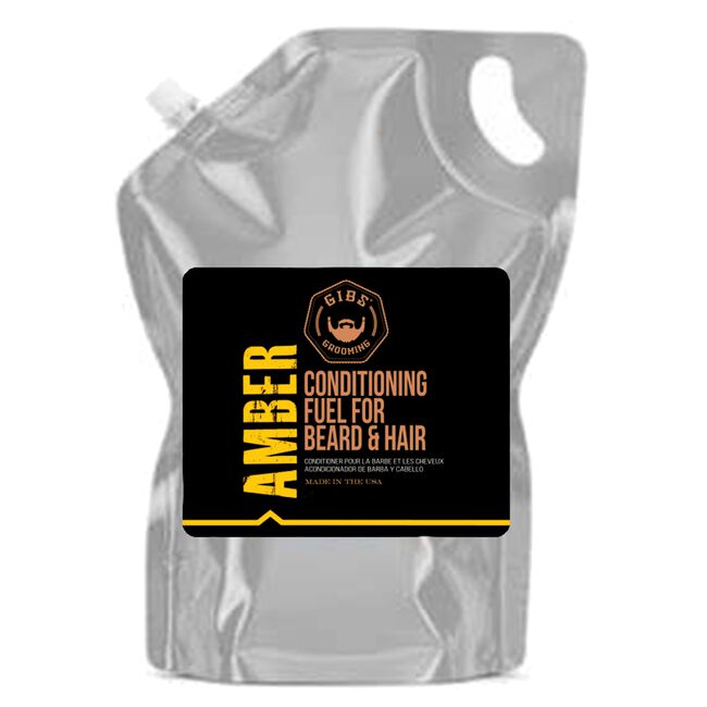 Clear container with a black label featuring 'GIBS' branding and product details on a white background.