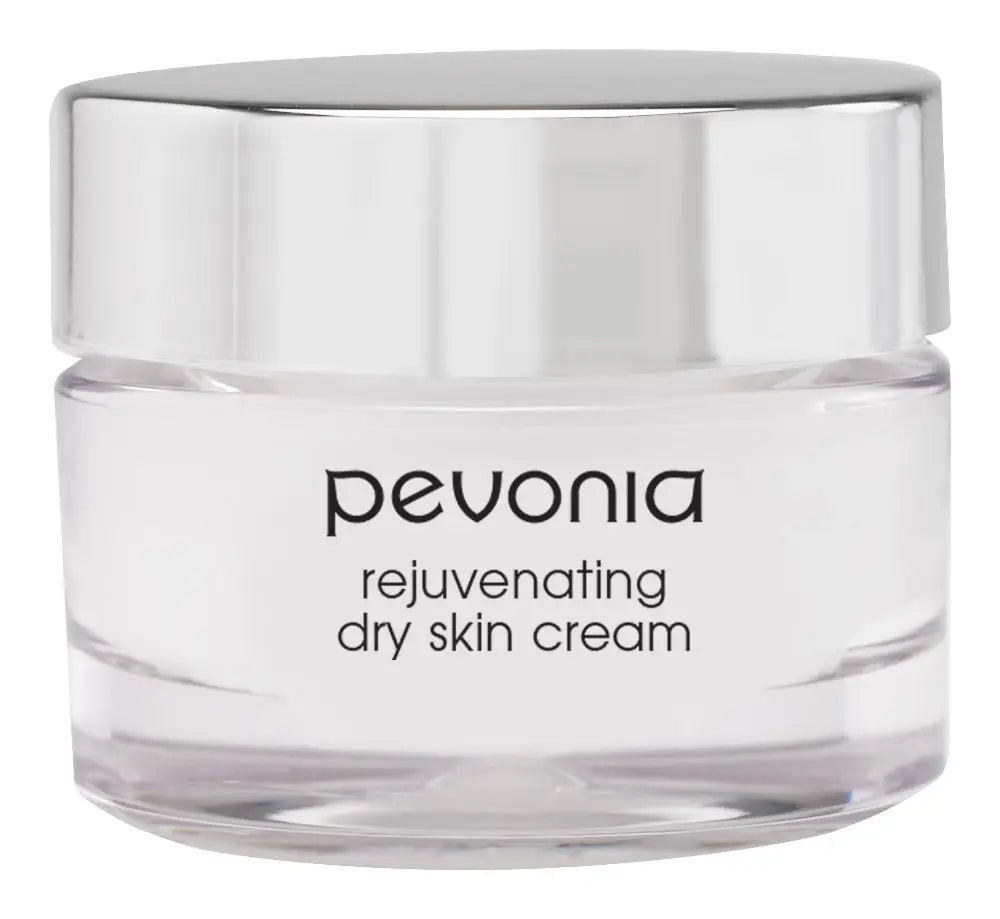 Pevonia rejuvenating dry skin cream jar on a white background