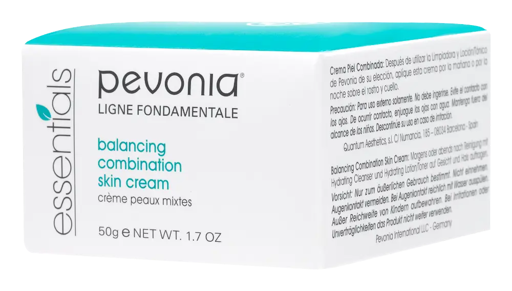 Pevonia balancing combination skin cream packaging on a white background