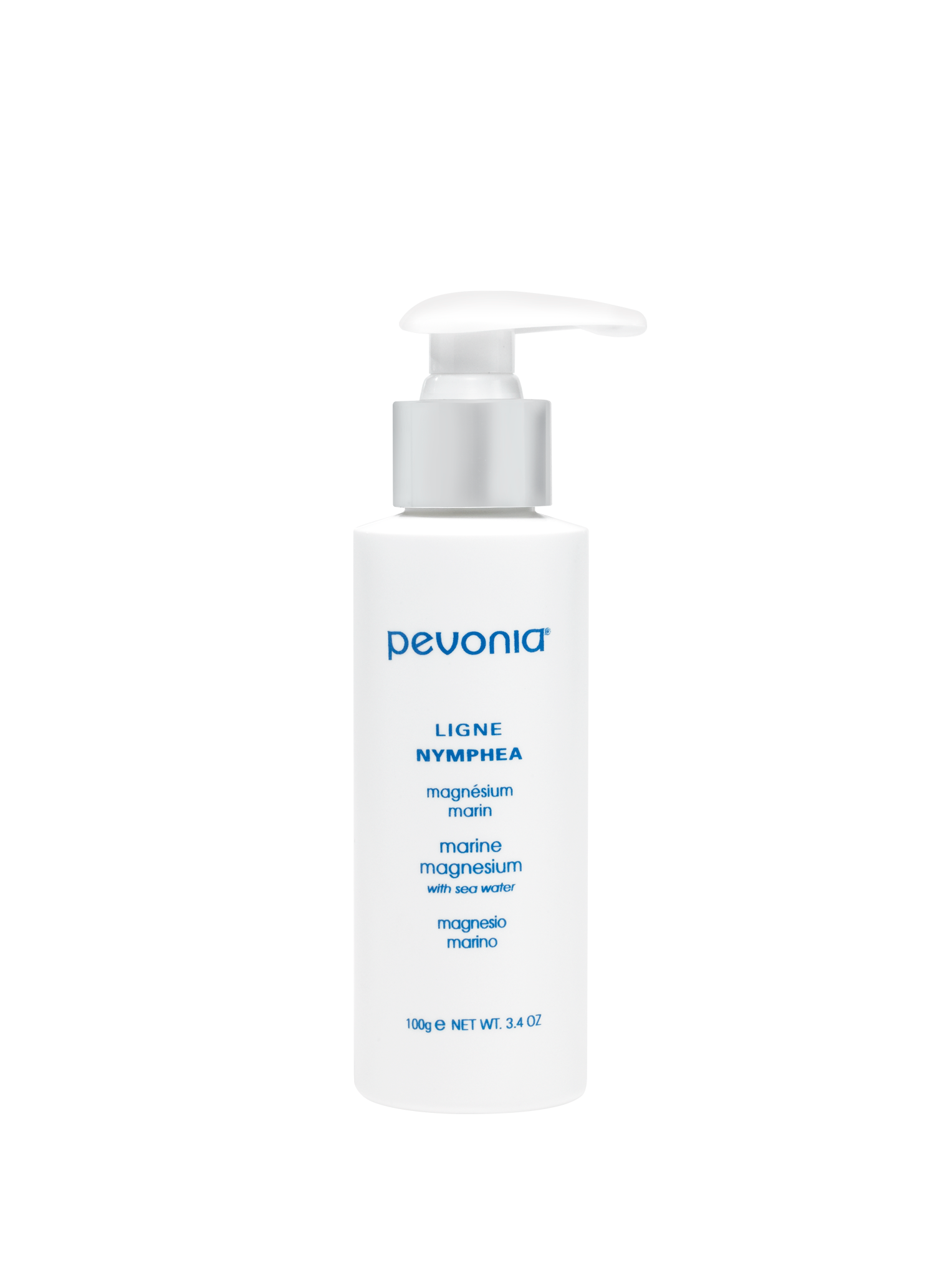 Pevonia bottle with pump on a white background