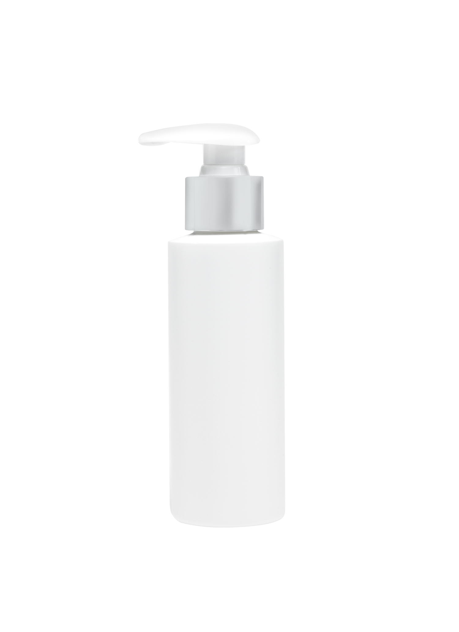 White bottle with pump dispenser on a white background