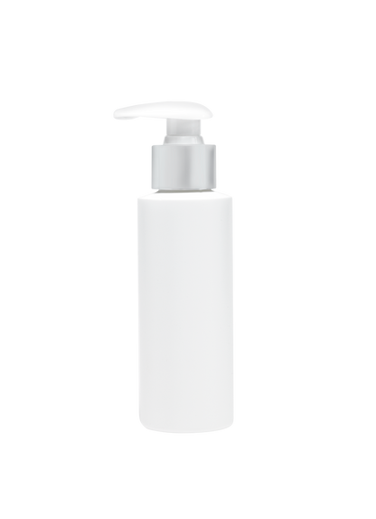 White bottle with pump dispenser on a white background