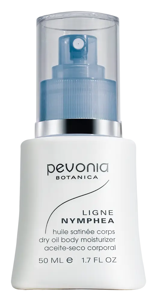 Pevonia Botanica dry oil body moisturizer bottle on a white background