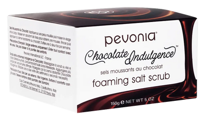 Pevonia Chocolate Indulgence foaming salt scrub packaging on a white background