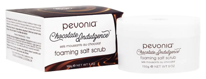 Pevonia Chocolate Indulgence foaming salt scrub packaging on a white background