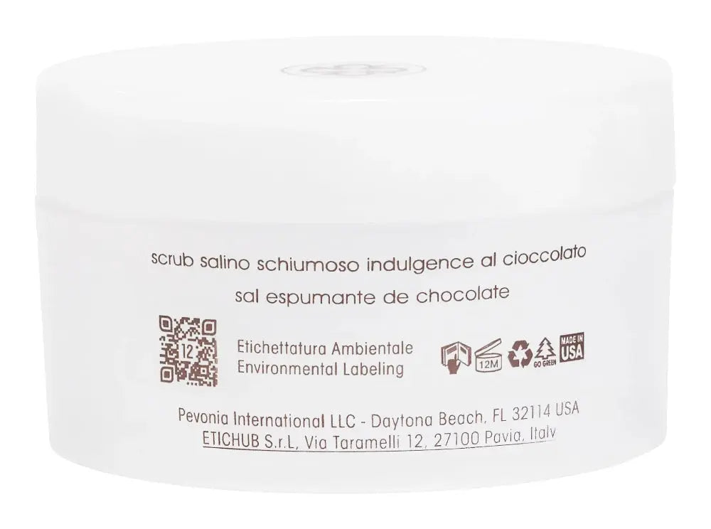 Back label of a product container with text and logos on a white background