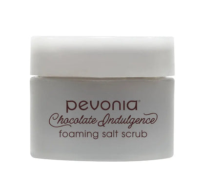 Pevonia Chocolate Indulgence foaming salt scrub jar on a white background