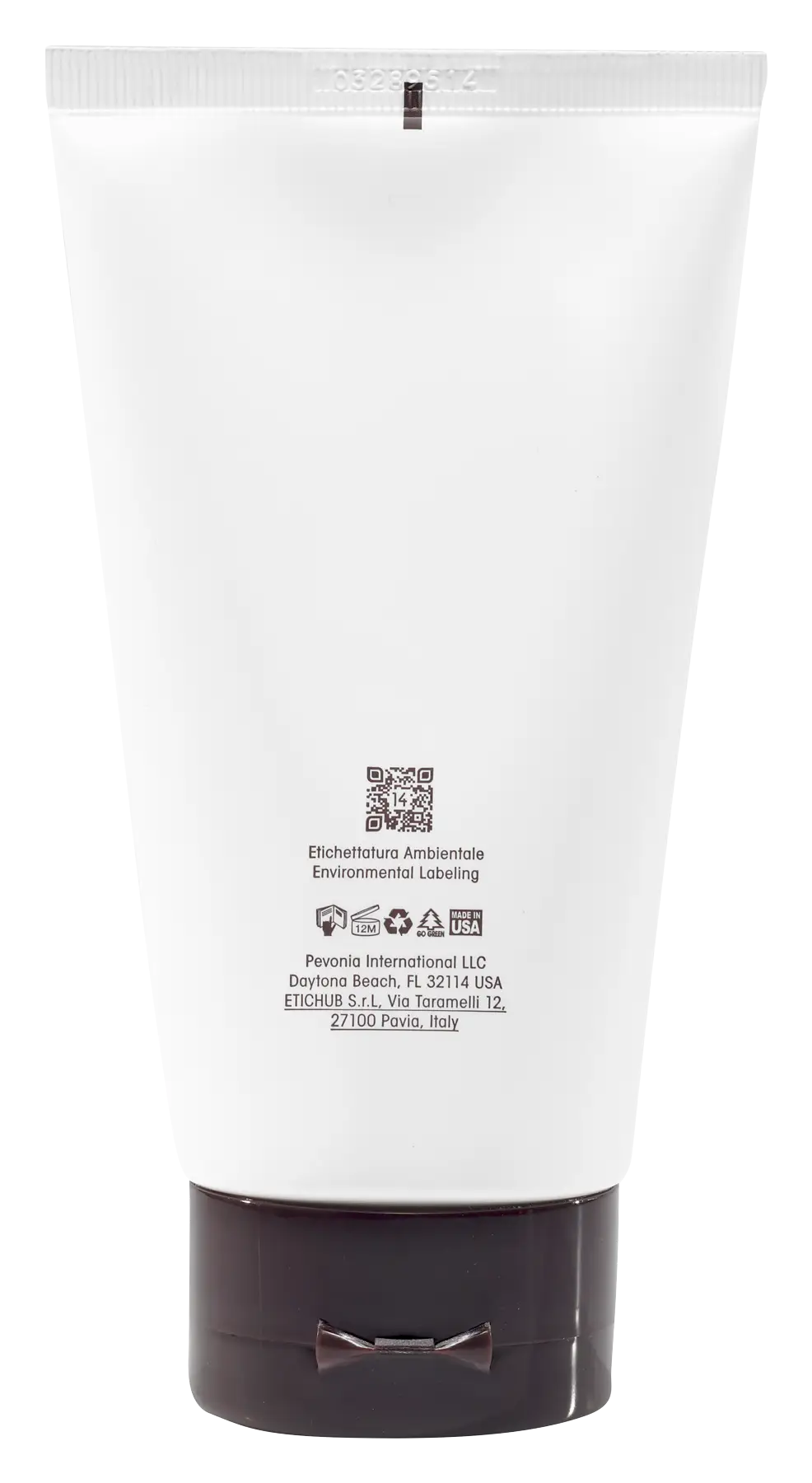 White tube with black base on a white background
