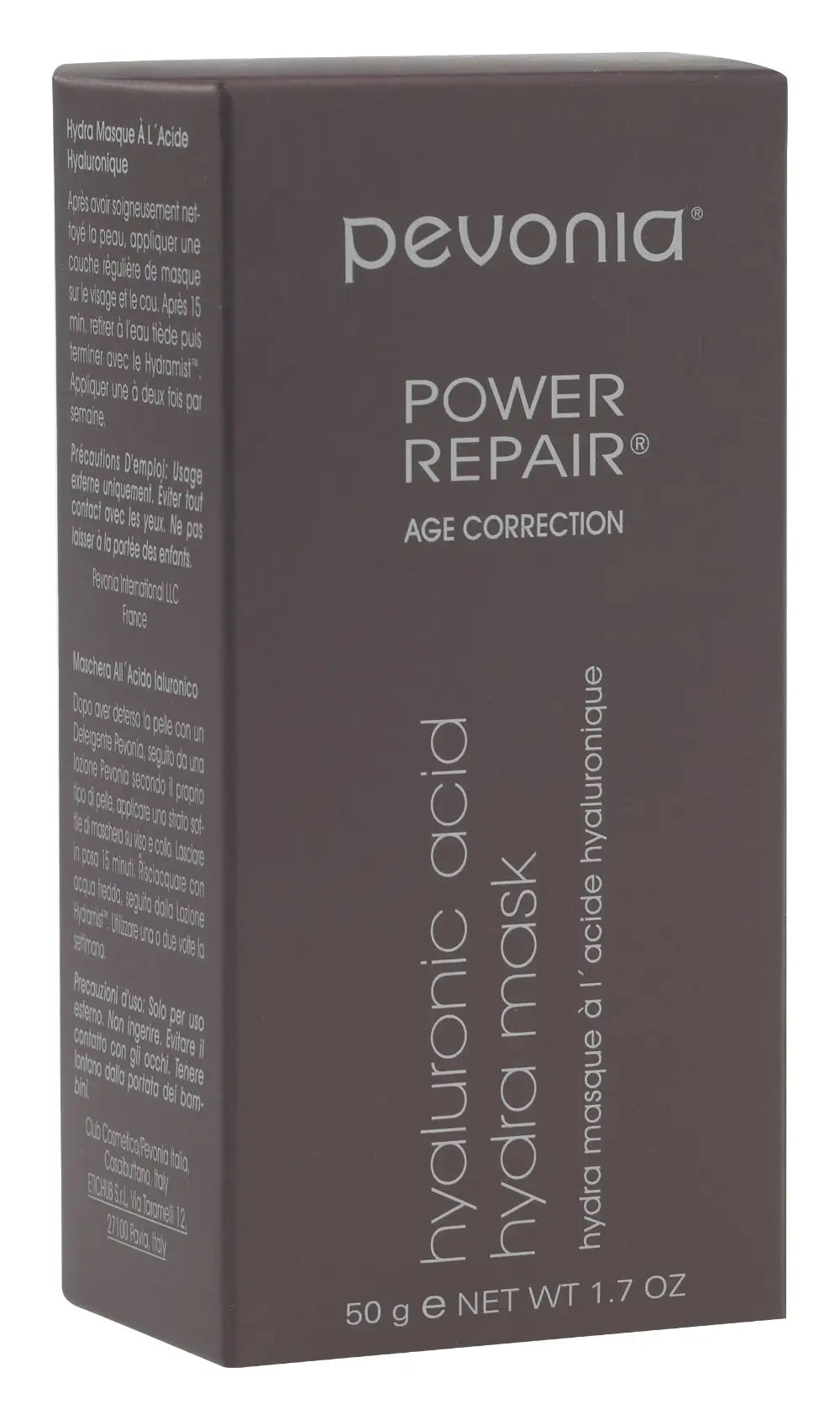 Pevonia Power Repair hyaluronic acid mask packaging on a white background