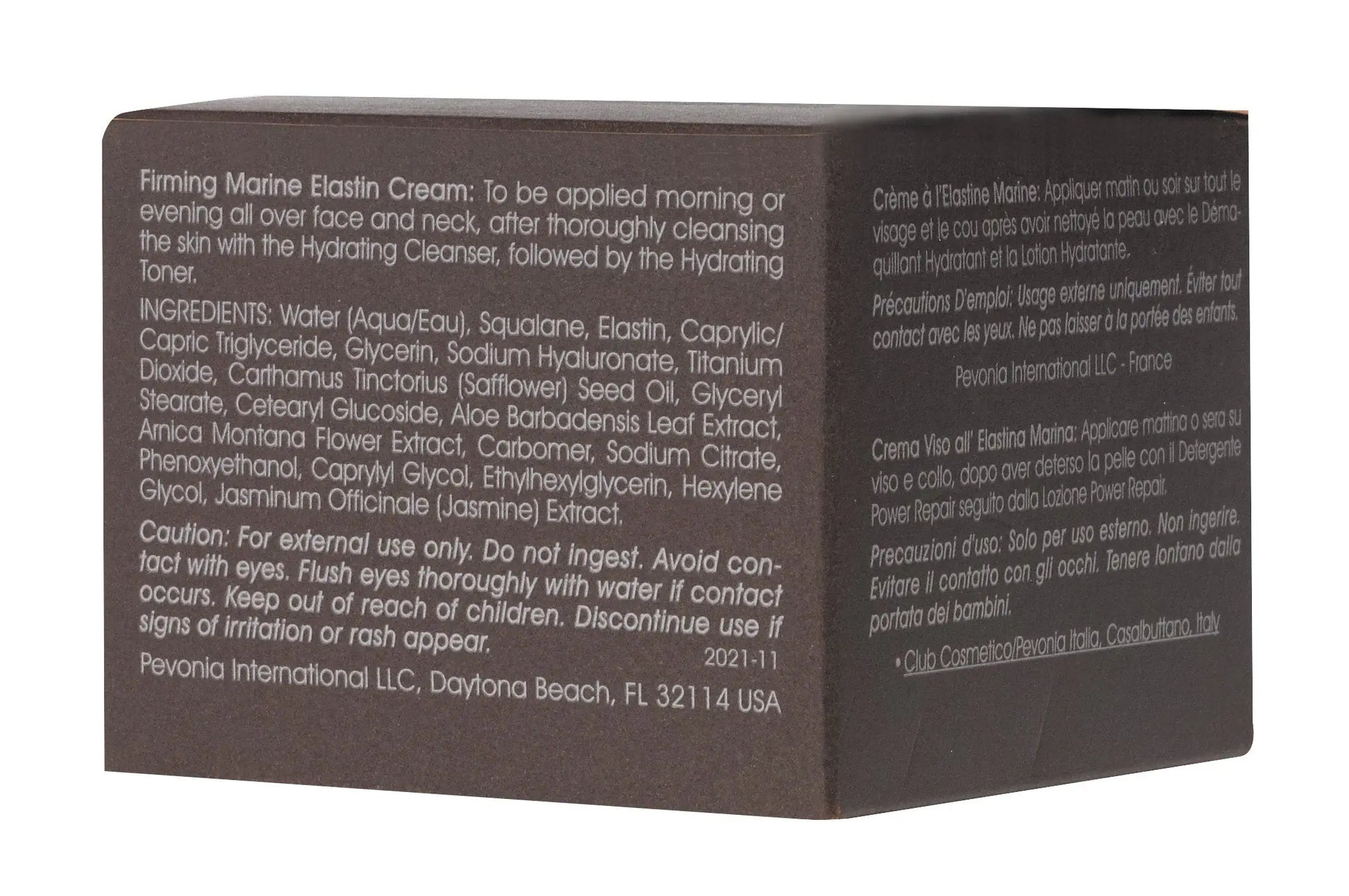 Box of a skincare product with text on a white background