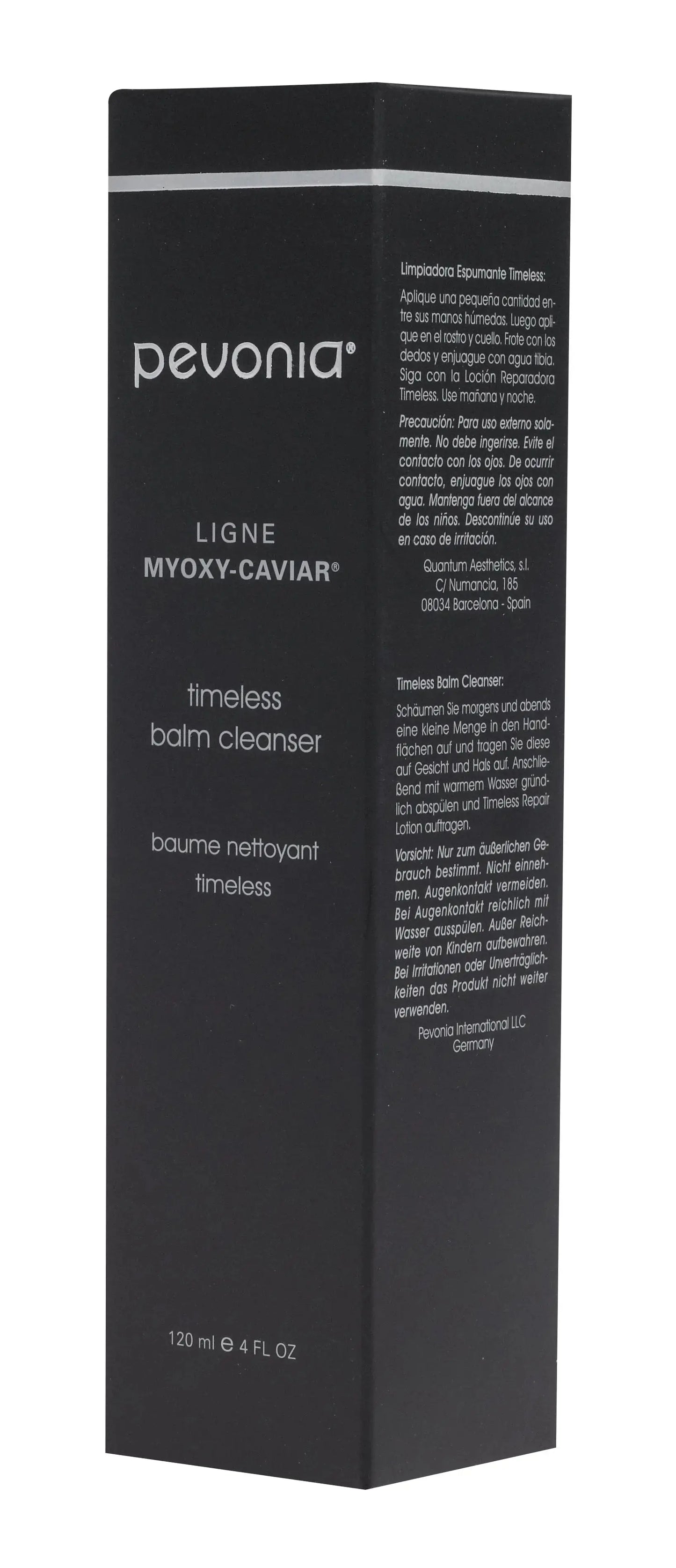 Black box of Pevonia bath cleanser with text on a white background