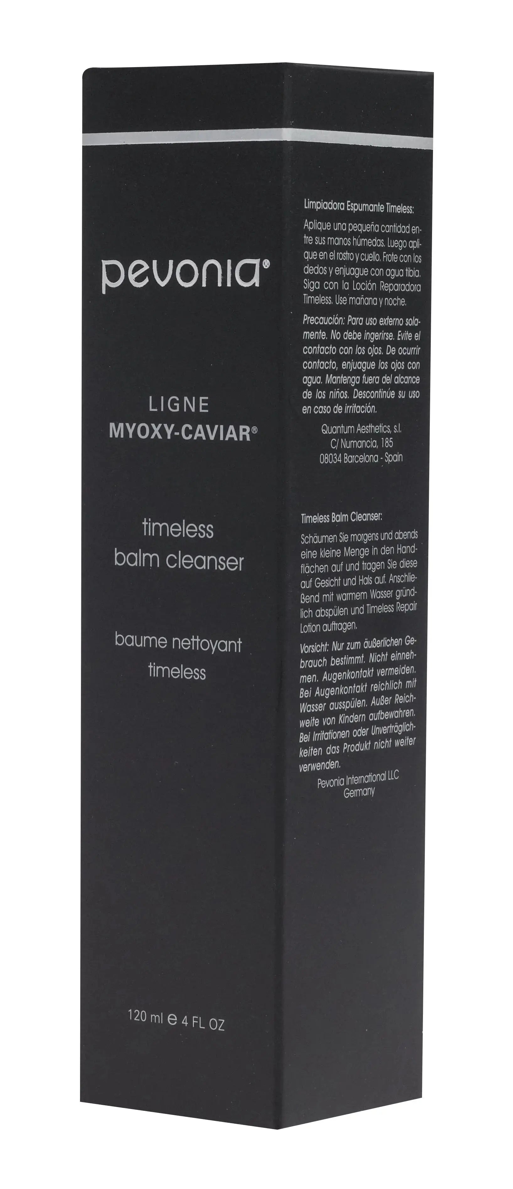 Black box of Pevonia bath cleanser with text on a white background
