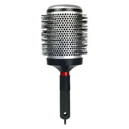 Hairbrush with black bristle head and black handle on a white background