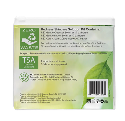 Back view of a skincare solution kit packaging with green leaf design and text.