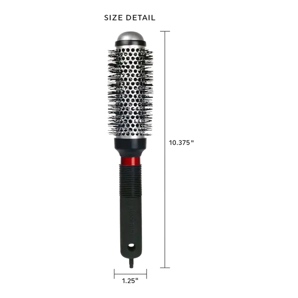 Hairbrush with size details on a white background