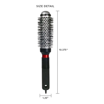 Hairbrush with size details on a white background
