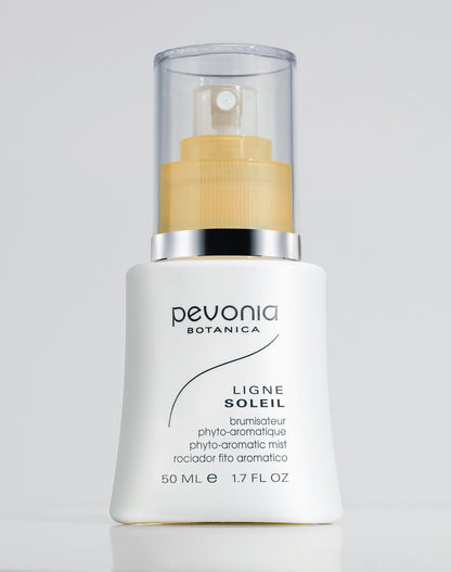 Pevonia Botanica sunscreen bottle on a light gray background