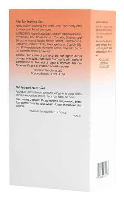 Back of a product packaging with text and a barcode on an orange and white background