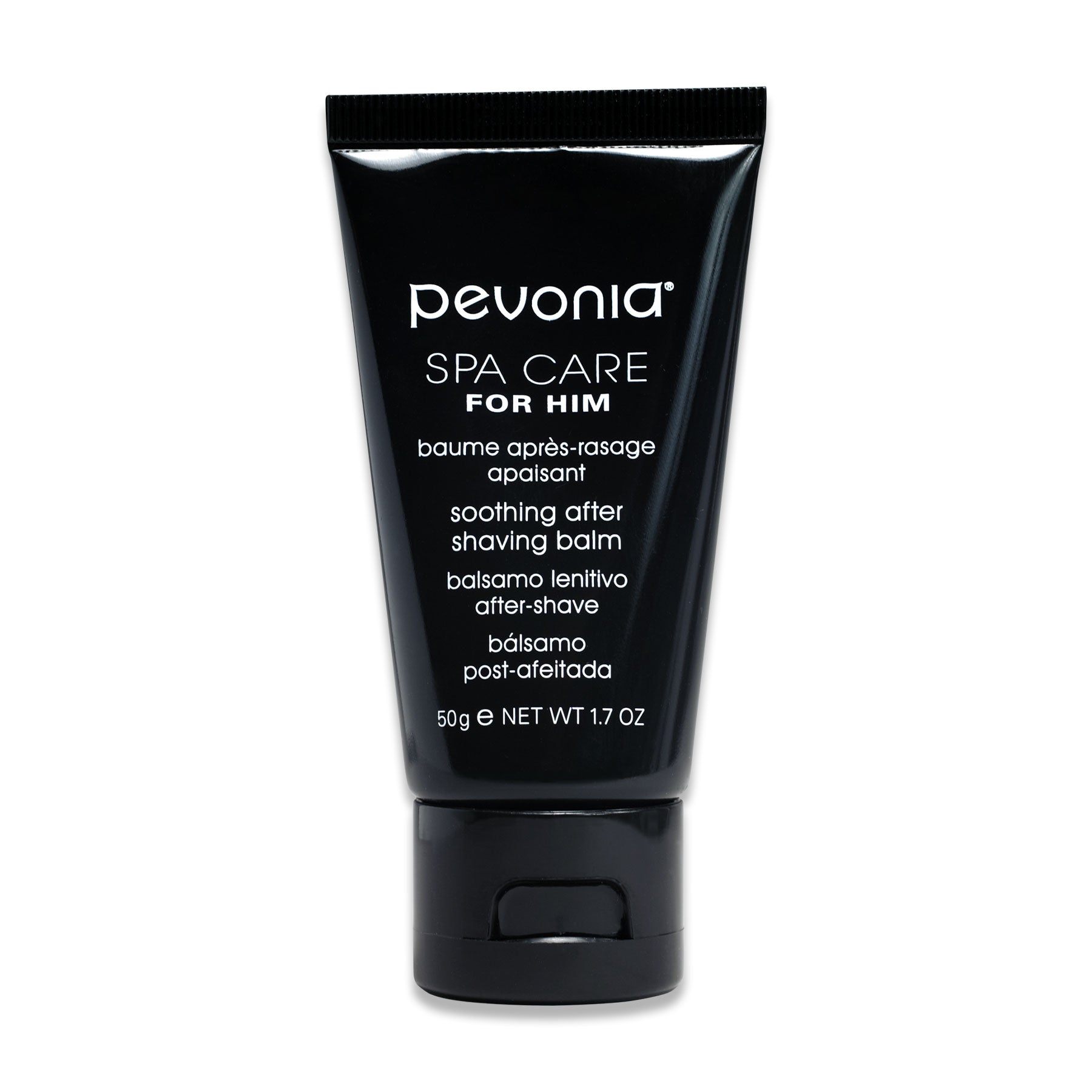 Pevonia after-shaving balm tube on a white background