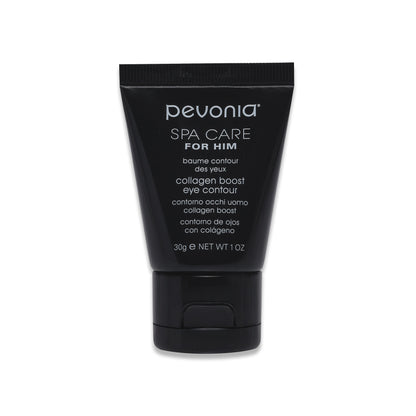 Black tube of Pevonia Spa Care for Him eye cream on a white background