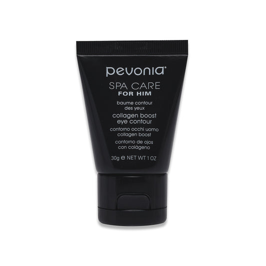 Black tube of Pevonia Spa Care for Him eye cream on a white background