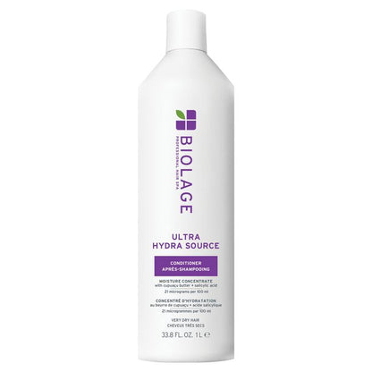 Biolage Ultra Hydra Source conditioner bottle on a white background